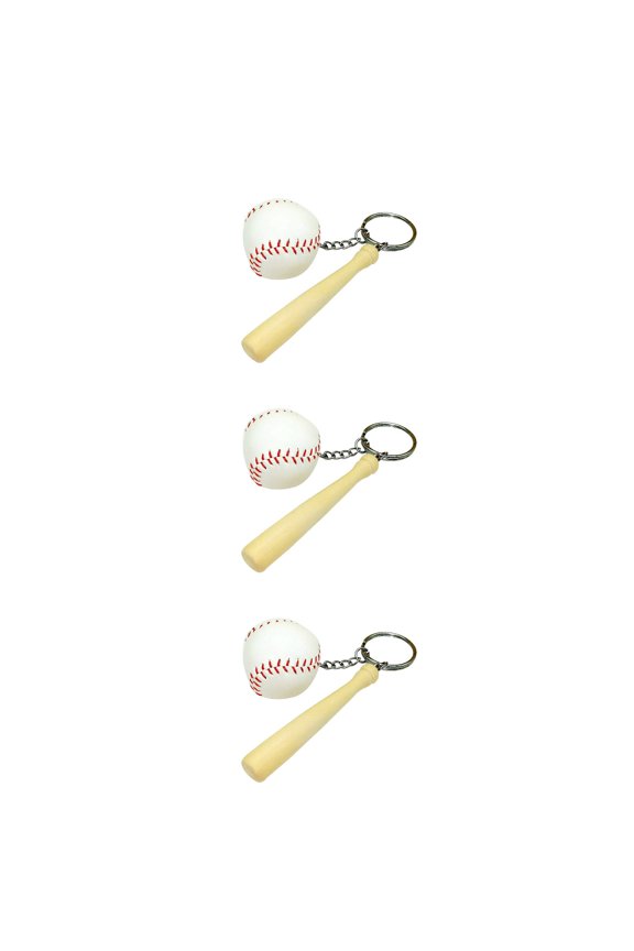 3 Count Sports Key Ring Keyring Decor Rings Baseball Chains Mother Day Gifts White