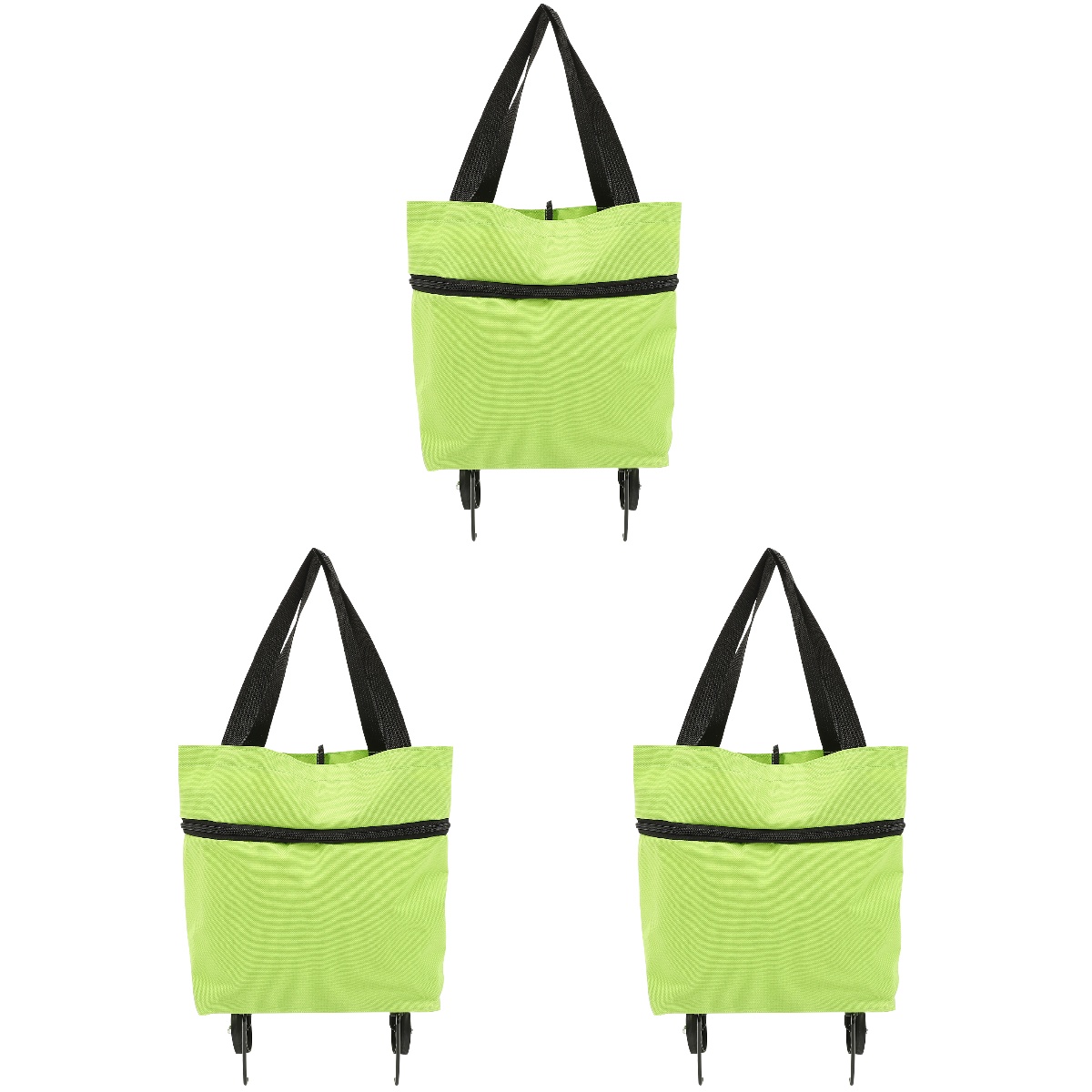 3 Count Storage Bag with Wheels Shopping Pouch Travel Tote Grocery
