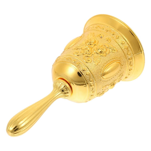 3 Count Tap Hand Ring Bell Handheld Bell Service Bell 11.5x5.5cm Golden