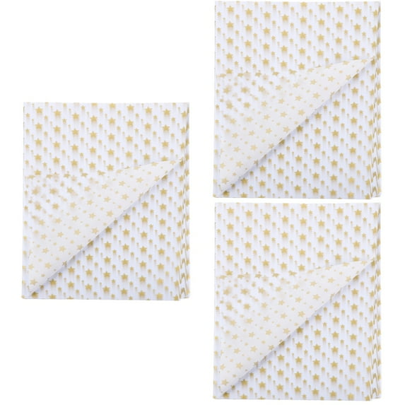 3-Pack Christmas Wrapping Paper Tissue Sheets with Golden Flower Bouquet Design for Kids and Holiday Gift Wrap