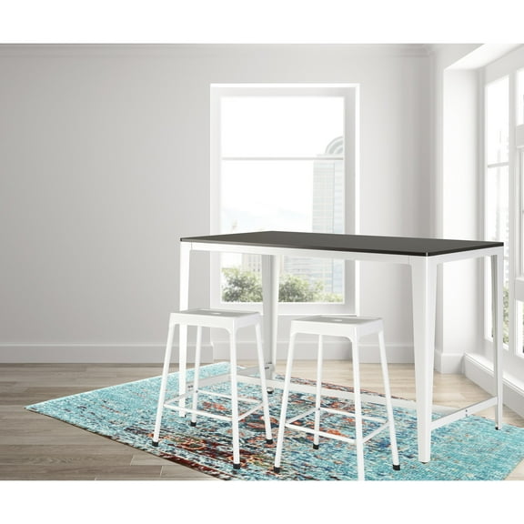 3 Counter Bistro. Metal & Construction. Rectangular Tabletop For Dining. Fits Small Areas. Brown And White. Seats 4. 42" Table Bistro Of 3 - Frame Tabletop. Shape Dining Room. White Colors. Compact