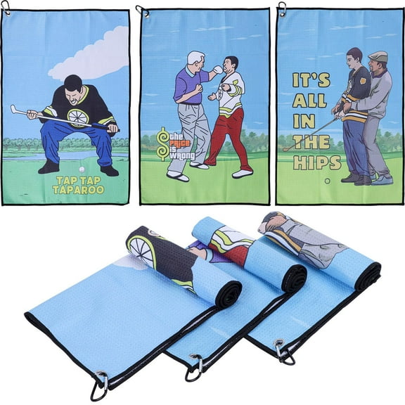 3 Counts One Pack Funny Golf Towel – 16" x 24" Premium Microfiber with Clip Holder for Golf Bags – Golf Accessories & Gifts for Men and Women