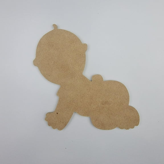 3" Crawling Baby, Unfinished MDF Art Shape by Wooden Craft Cutouts, 1-8 Thickness