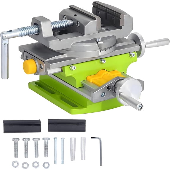 3 Cross Slide Drill Press Vise, 2 Way X-Y Compound Benchtop Drill Press Vise with 90 Rotary Table, for Mini Milling Machine