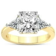 thumbnail image 1 of 3 Ct IGI Certified Radiant Shape Lab Grown Diamond Engagement Ring | 14K Yellow Gold |Caroline Three Stone Side Trillion Diamond Ring | FG-VS1-VS2 Quality Friendly Diamonds, 1 of 5