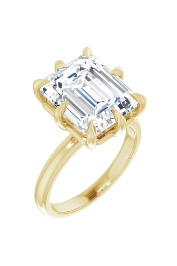 3 Ct. Lab Diamond Engagement Ring Emerald Cut Yellow Gold