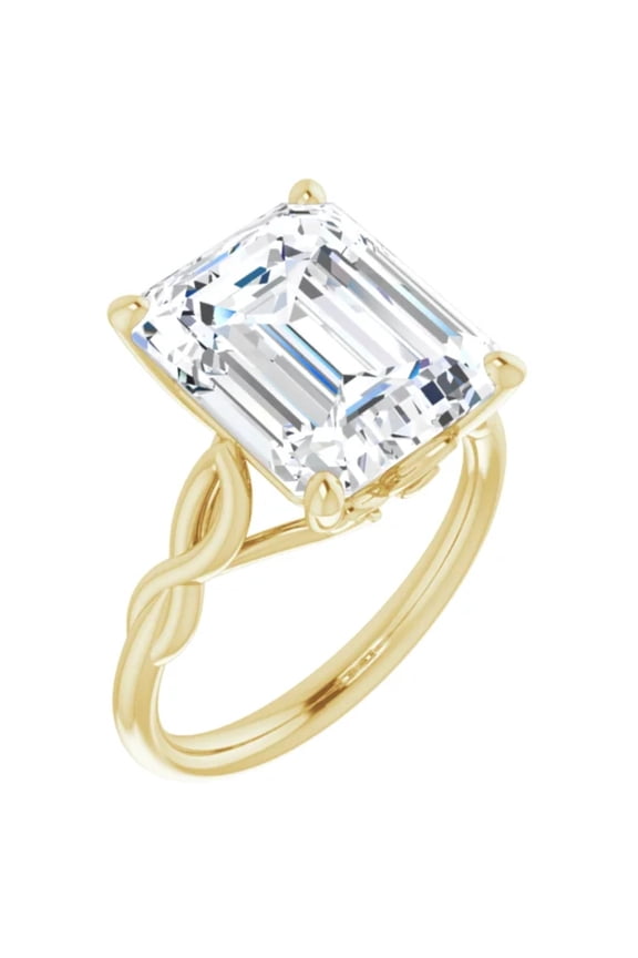 3 Ct. Lab Diamond Engagement Ring Infinity Emerald Yellow Gold