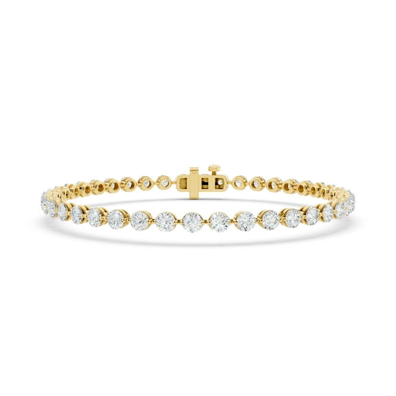 3 Ct Moissanite Tennis Bracelet for Women 14K Yellow Gold Plated Silver D Color VVS1 Classic Bridal Jewelry Gift for Women Size 7 Inches