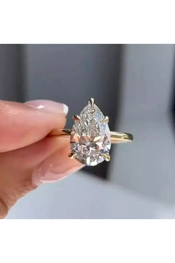 3 Ct Pear-Cut VS2/H Moissanite Solitaire Engagement Ring sterling sliver