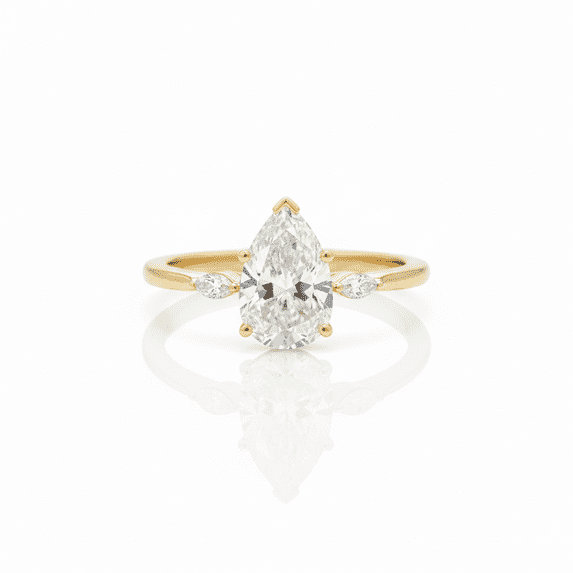 3 Ct Pear & Marquise Cut Diamond Engagement Ring, Three Stone Wedding ...