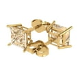 thumbnail image 1 of 3 Ct Princess Cut Studs Natural Morganite 14K Yellow Solid Solid Gold Everyday Dainty Earrings Push Back, 1 of 7