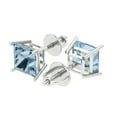 thumbnail image 1 of 3 Ct Princess Cut Studs Natural Swiss Blue Topaz 14K White Solid Solid Gold Everyday Dainty Earrings Screw Back, 1 of 7