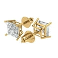 thumbnail image 1 of 3 Ct Princess Cut Studs White Sapphire 14K Yellow Solid Solid Gold Everyday Dainty Earrings Screw Back, 1 of 7
