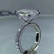 SOFIYA JEWELS 3 Ct Radiant Lab-Created Diamond Engagement Cluster Solitaire Ring 14k White Gold Plated 925 Silver