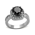 thumbnail image 1 of 3 Ct Round Cut Black Cubic Zirconia Stainless Steel Halo Engagement Ring Size 5, 1 of 5