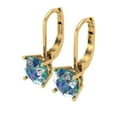 thumbnail image 1 of 3 Ct Round Cut Drop Dangle Blue Moissanite 14K Yellow Solid Solid Gold Everyday Dainty Earrings Lever Back, 1 of 7