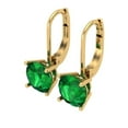 thumbnail image 1 of 3 Ct Round Cut Drop Dangle Green Emerald 14K Yellow Solid Solid Gold Everyday Dainty Earrings Lever Back, 1 of 6
