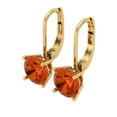 thumbnail image 1 of 3 Ct Round Cut Drop Dangle Red Crystal 18K Yellow Solid Gold Everyday Dainty Earrings Lever Back, 1 of 7