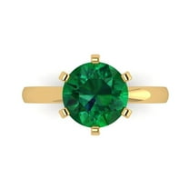 Solitaire Engagement Ring for Women - 3ct Simulated Emerald in 18K Yellow Gold Promise Ring