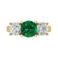 thumbnail image 1 of Three-Stone Engagement Ring for Women - 3ct Simulated Emerald in 18K Yellow Gold Promise Ring, 1 of 6