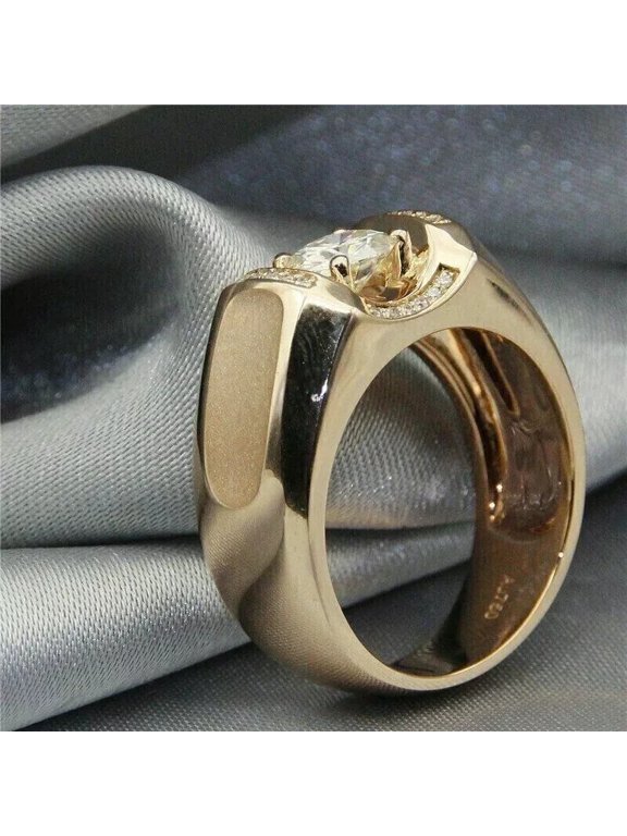 3 Ct Round-Cut Lab Created Diamond Men's Band Ring 14K Yellow Gold Plated Silver
