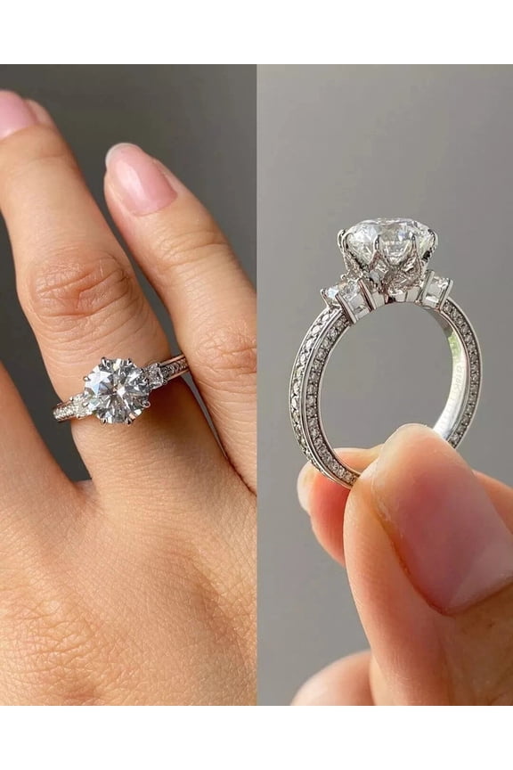 3 Ct Round Cut Lab Created Diamond Women's Promise Ring In 14k White Gold Plated 925 Silver