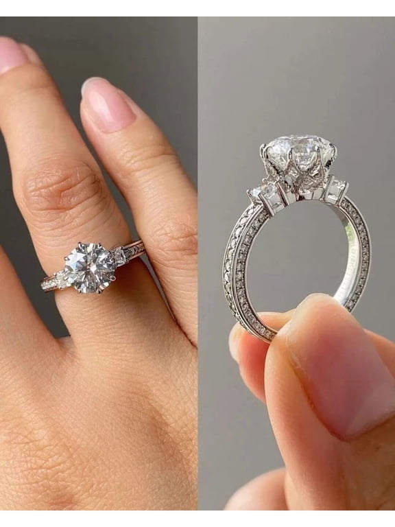 3 Ct Round Cut Lab Created Diamond Women's Promise Ring In 14k White Gold Plated 925 Silver