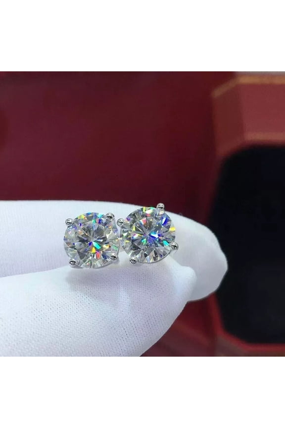 3 Ct Round Cut Lab-Created Diamond Women's Stud Earrings 14K White Gold Plated Sterling Silver