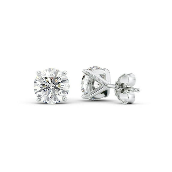 3 Ct Round Cut Lab-Grown Diamond Solitaire Stud Earrings 14K White Gold Round, 1.5 Carat Each