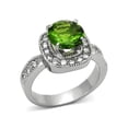 thumbnail image 1 of 3 Ct Round Cut Peridot Color Cz Stainless Steel Halo Engagement Ring Size 7, 1 of 5