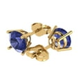 thumbnail image 1 of 3 Ct Round Cut Studs Blue Tanzanite 14K Yellow Solid Solid Gold Everyday Dainty Earrings Push Back, 1 of 7