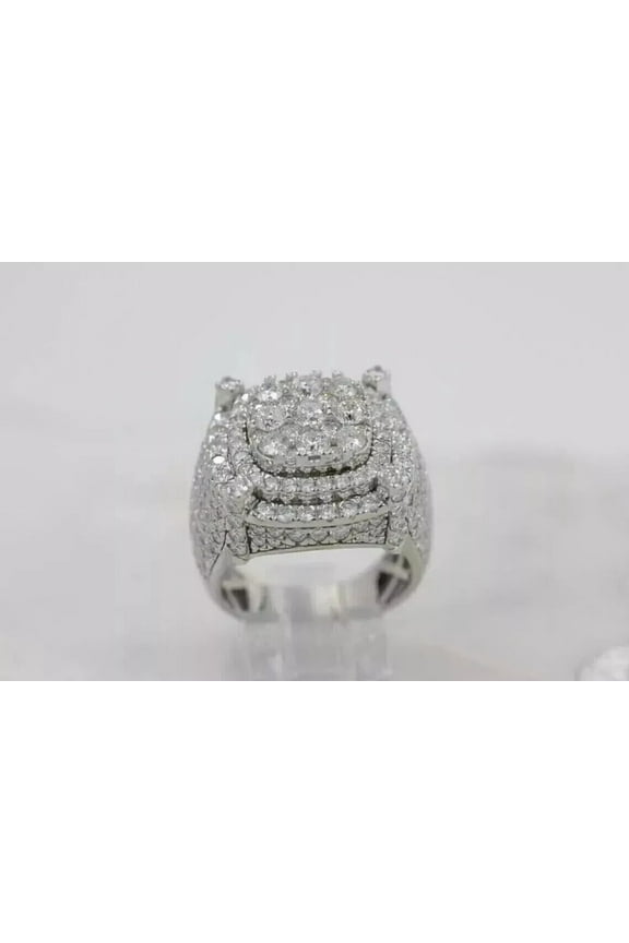 3 Ct Round Cut VVS1/D Diamond Men's Cluster Engagement Ring Real 925 Sterling Silver