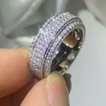 thumbnail image 1 of 3 Ct Round Cut White Moissanite Men's Full Eternity Anniversary Ring 925 Sterling Silver, 1 of 4