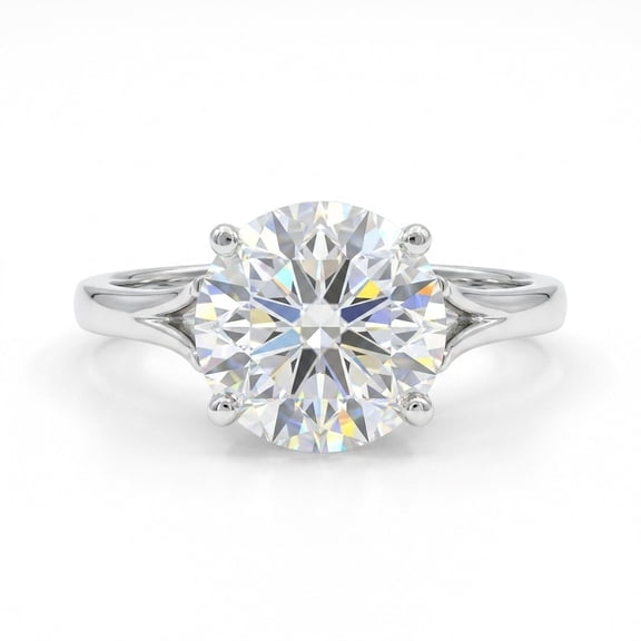 3 Ct Round Cut White Moissanite Solitaire Ring In Gold Vermeil Certified Gold Vermeil Size 6 US