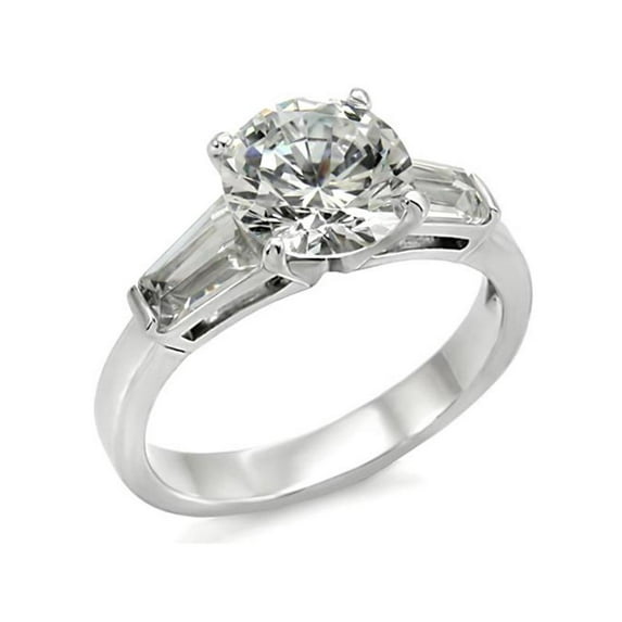 3 Ct Round and Baguette Cut Cz Stainless Steel Engagement Ring Women's Size 9