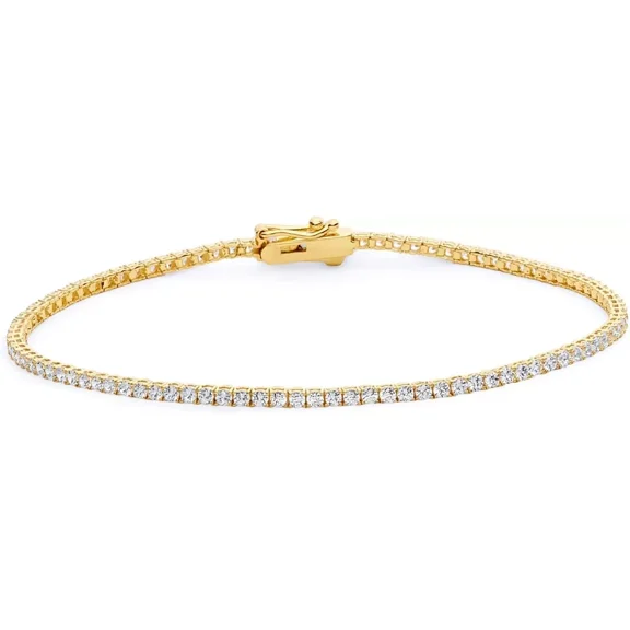 3 Ct Round cut lab Created Diamond Tennis Bracelet Solid Yellow Gold plated sterling sliver