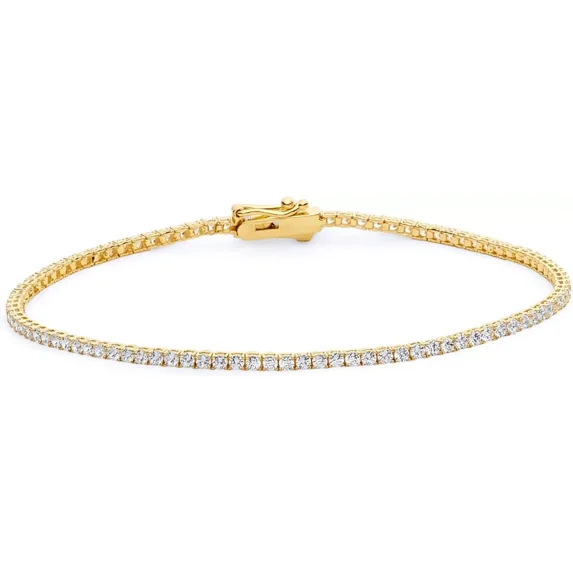 3 Ct Round cut lab Created Diamond Tennis Bracelet Solid Yellow Gold plated sterling sliver