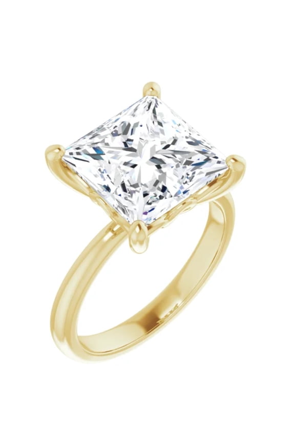 3 Ct. Solitaire Lab Diamond Engagement Ring Princess Yellow Gold