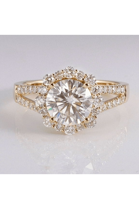 3 Ct Women's Anniversary Ring Round Cut Moissanite 14K Yellow Gold Plated