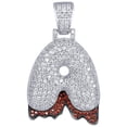 thumbnail image 1 of AFFY 3 Cttw White Natural Diamond & Simulated Ruby Hip Hop Jewelry "A" Alphabet Pendant In Sterling Silver, 1 of 1