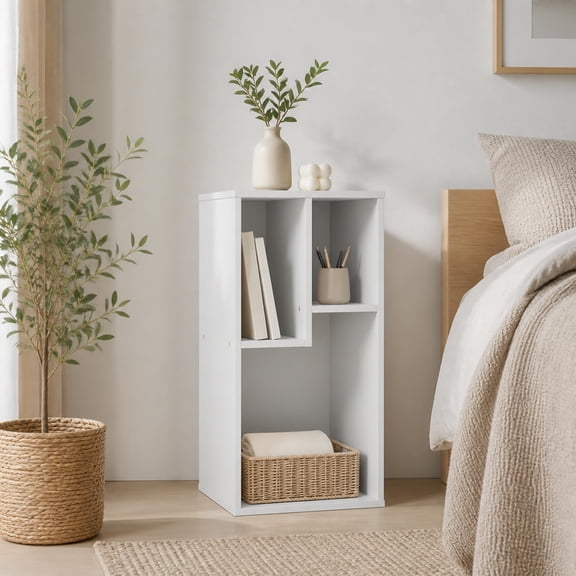 3-Cube Book Shelf with Irregular Compartments Storage Organizer White