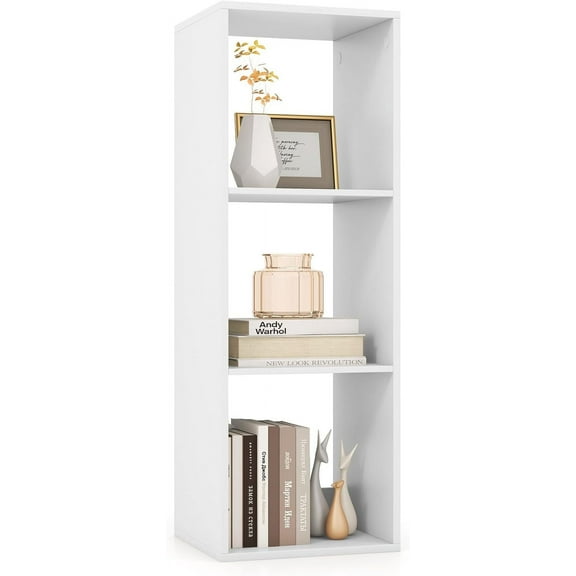 3-Cube Bookcase, 4-Tier Bookshelf with Open Compartments, Freestanding Cube Storage Organizer with Anti-Toppling Kits, Modern Display Shelf for Living Room, Study (1, White, 3-Cube)