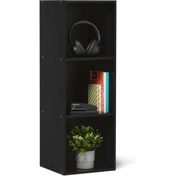 3-Cube Bookcase Compatible with Fabric Storage Cube Organizers, Black