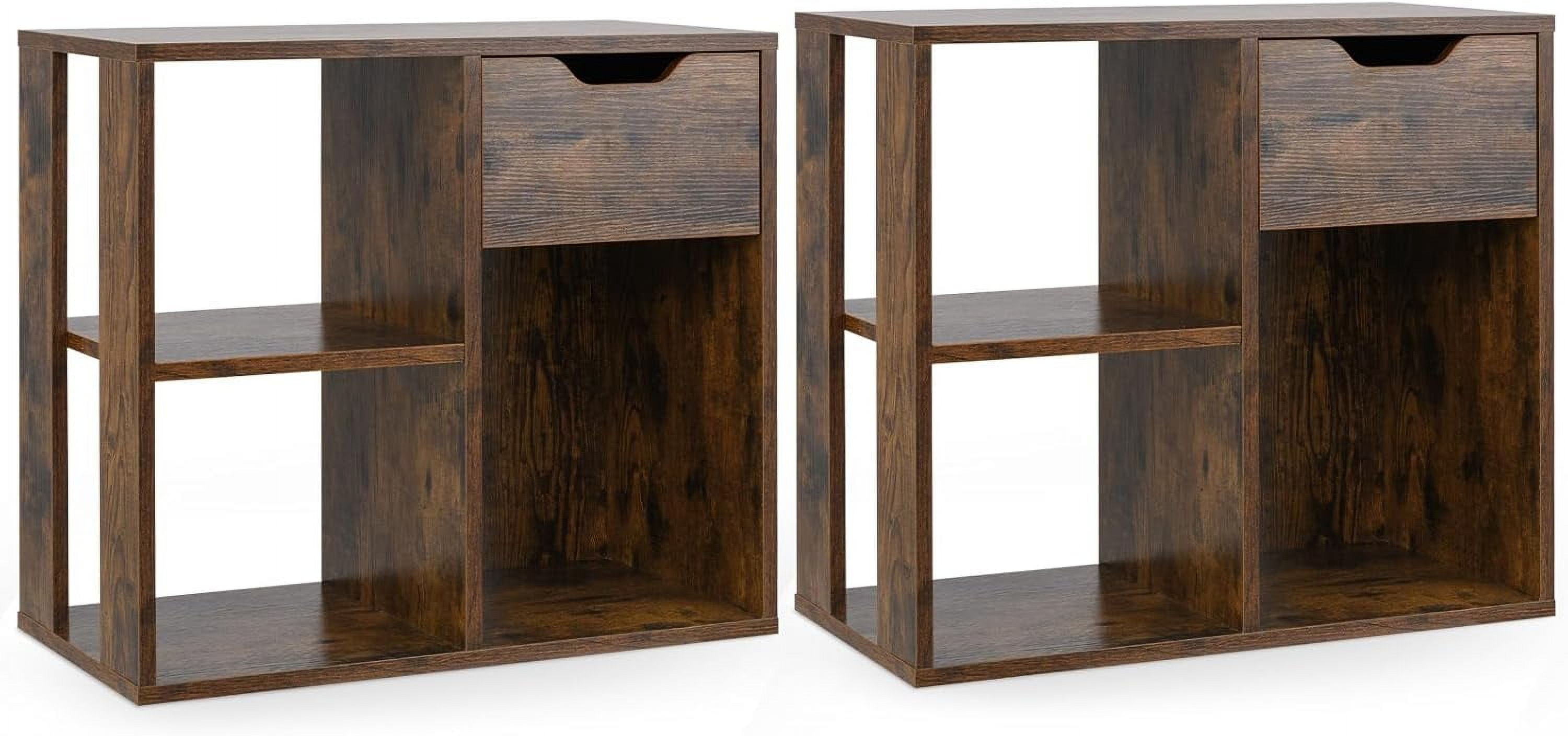 3 Cube Bookcase with Drawer Set of 2, Bookshelf for Small Space, Modern ...