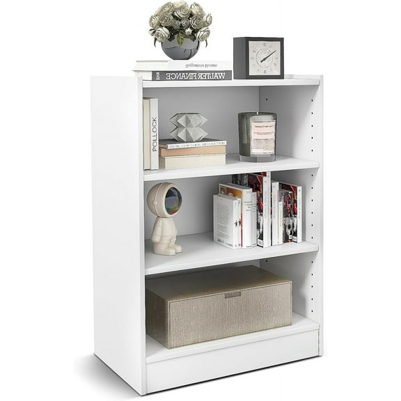 3-Cube Bookcase, Freestanding Versatile Open Bookcase with Adequate Storage & Adjustable Shelves, Display Cube Storage Organizer for Living Room Study, White