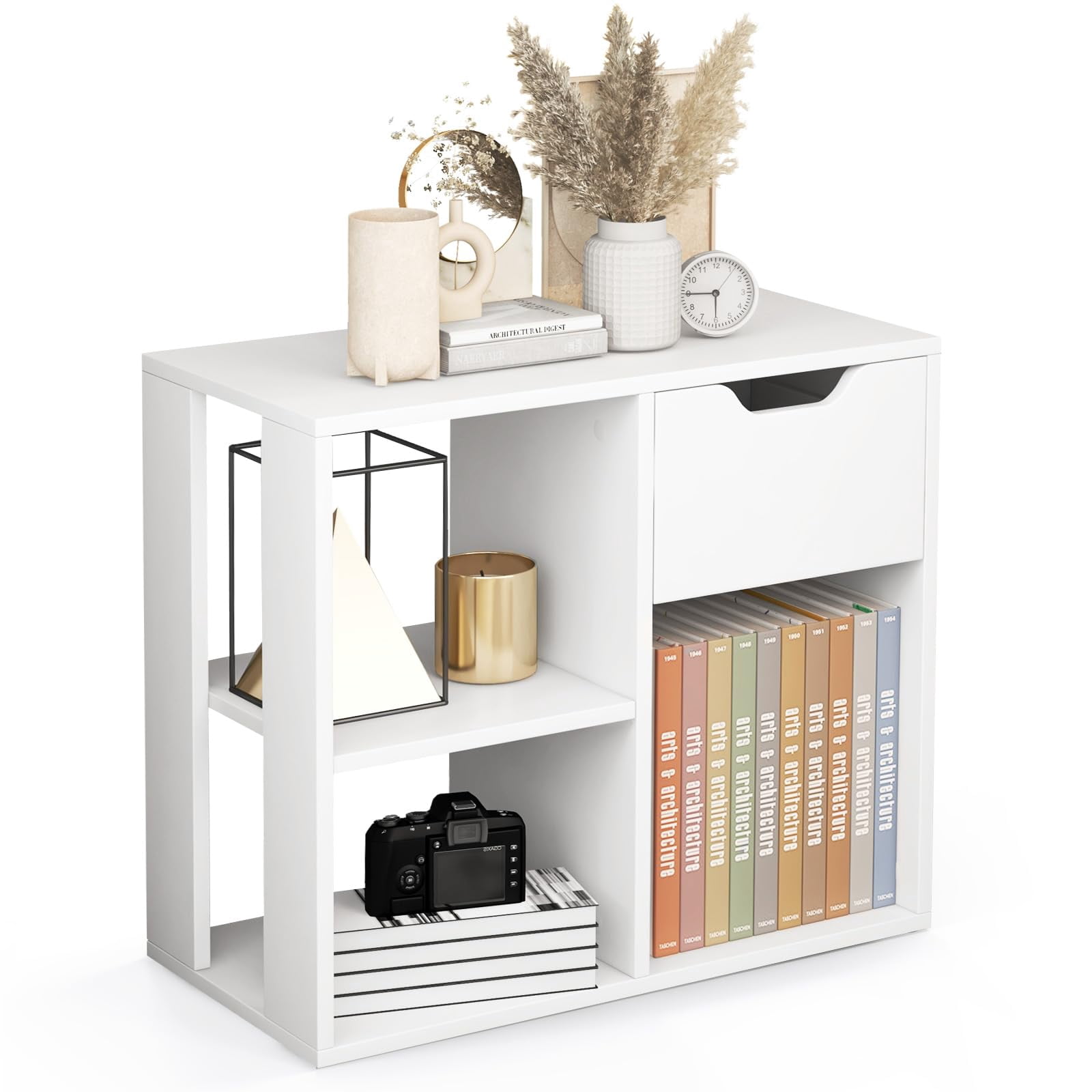 Gallery Detail: 3 Cube Bookcase With Drawer And Open Shelves 2 Tier