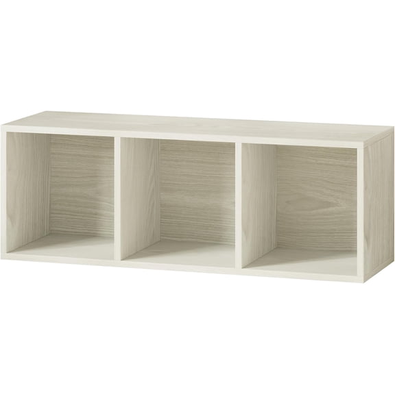 3-Cube DIY Modular Wooden Bookcase, Customizable Stackable Open Shelf for Fabric Bin Organizer, Oak