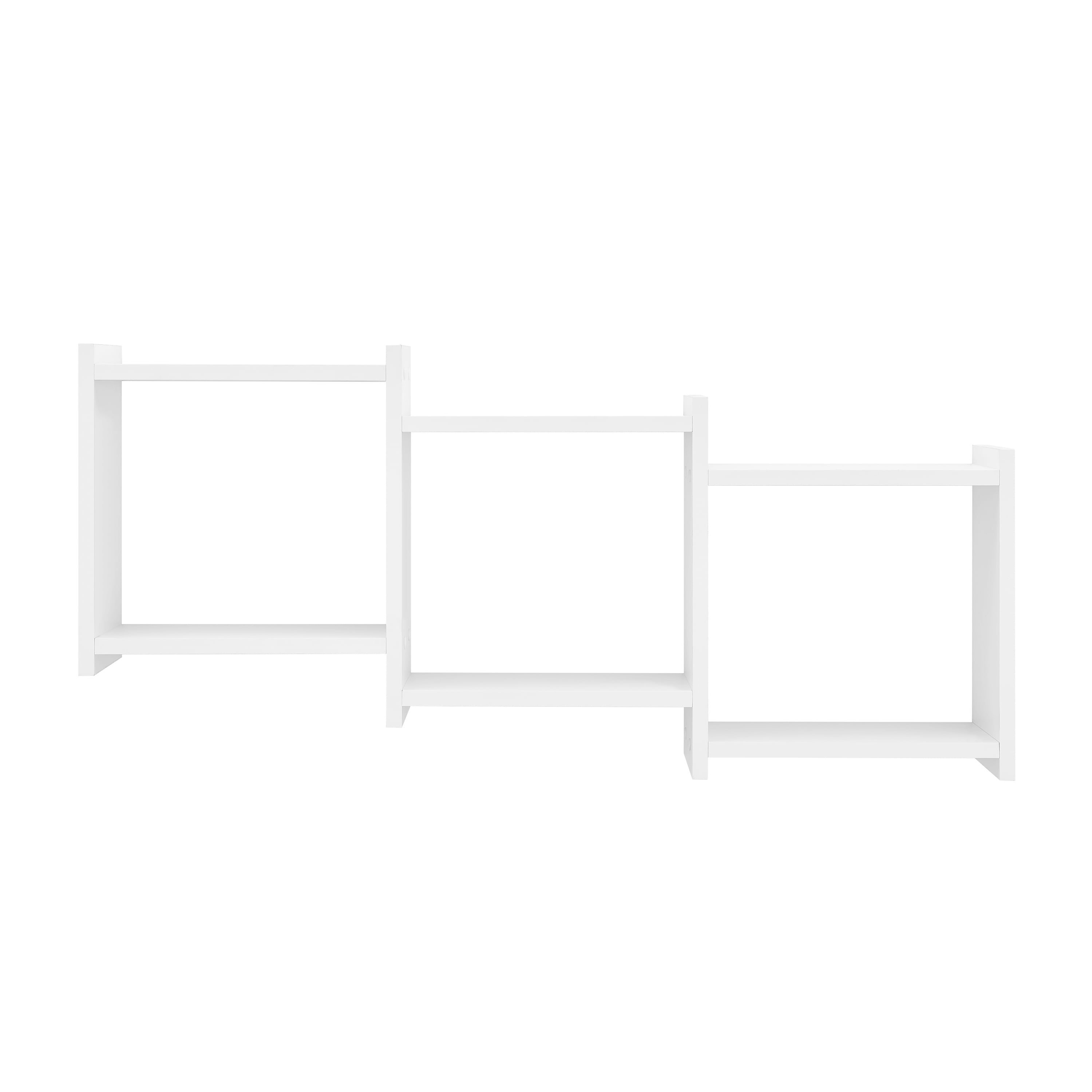 White 3-Cube Floating Wall Shelf with Ledges