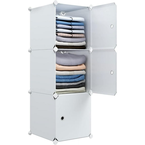 3 Cube Storage Organizer,Plastic Cabinet with Door.Narrow Cube Clothing Storage Shelves,Closet Organization for Bedroom,White(11.8x11.8inch)