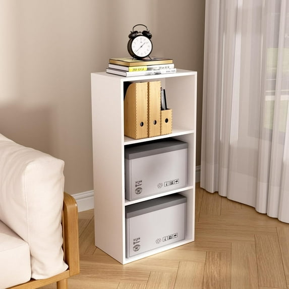 3 Cube Storage Shelf Bookcase, 4 Tier 15 Inch Width Stackable Open Shelf Storage Cabinet Space Saving Clothing & Closet Storage Organizer Shelf,15.75*9.25*31.42 in